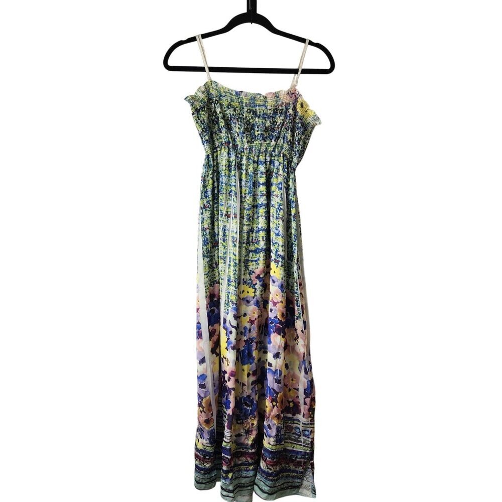 Lapis Anthropologie Y2K Floral Dress Sleeveless Colorful Smocked Women's OS